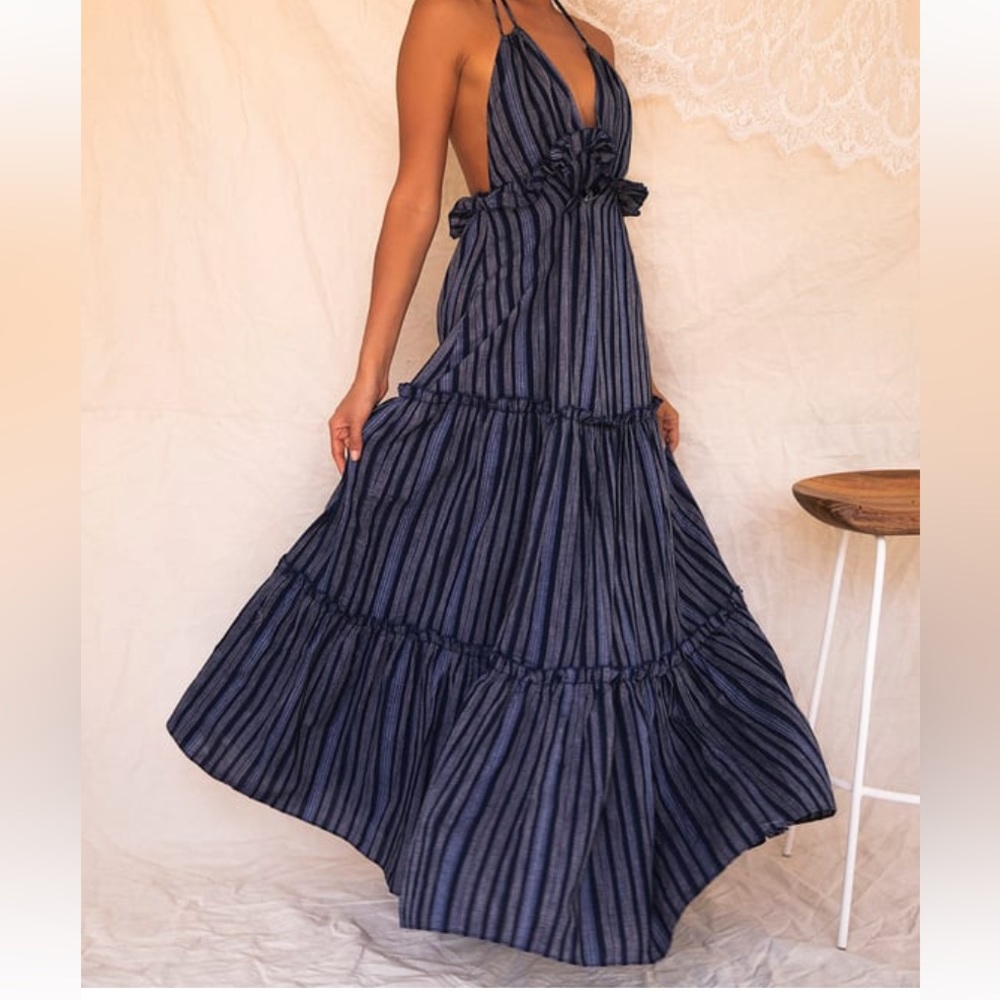 Lulu's Navy Striped Maxi Dress